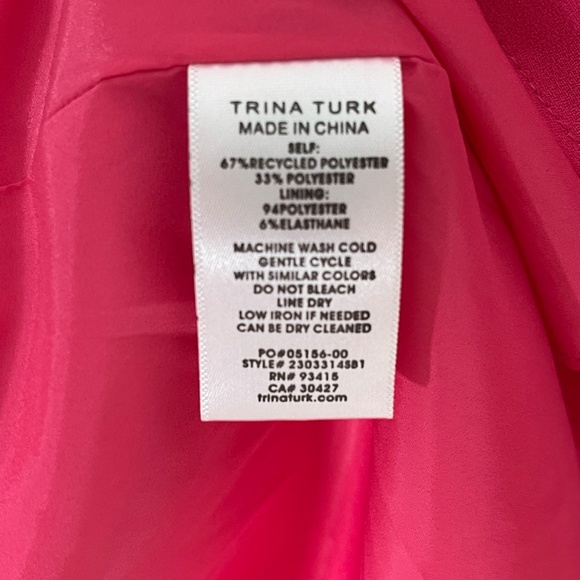 Trina Turk NWT Knox Off Shoulder Dress Flared Sleeve Shift Size M Pink Lined - Picture 10 of 14